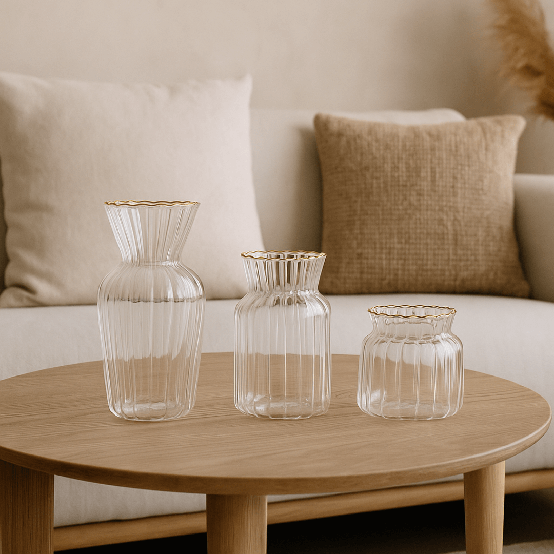 Mini Vaso com Borda Dourada 13cm