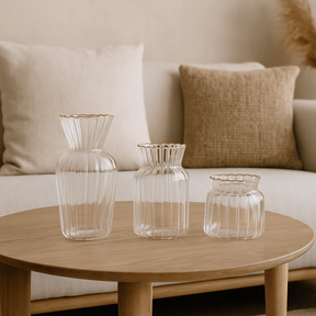 Mini Vaso com Borda Dourada 13cm