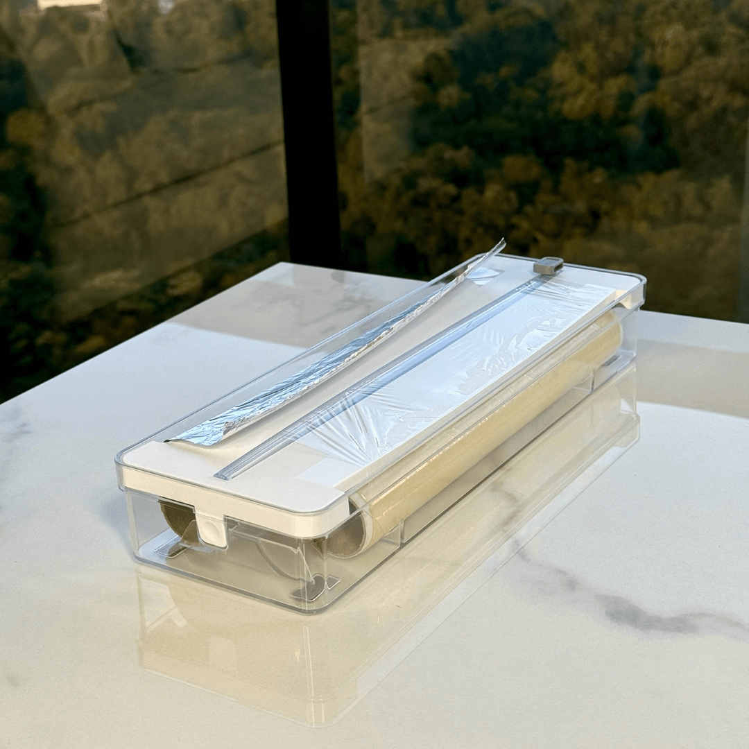 Organizador e Cortador de Rolos Duplo Clear Branco