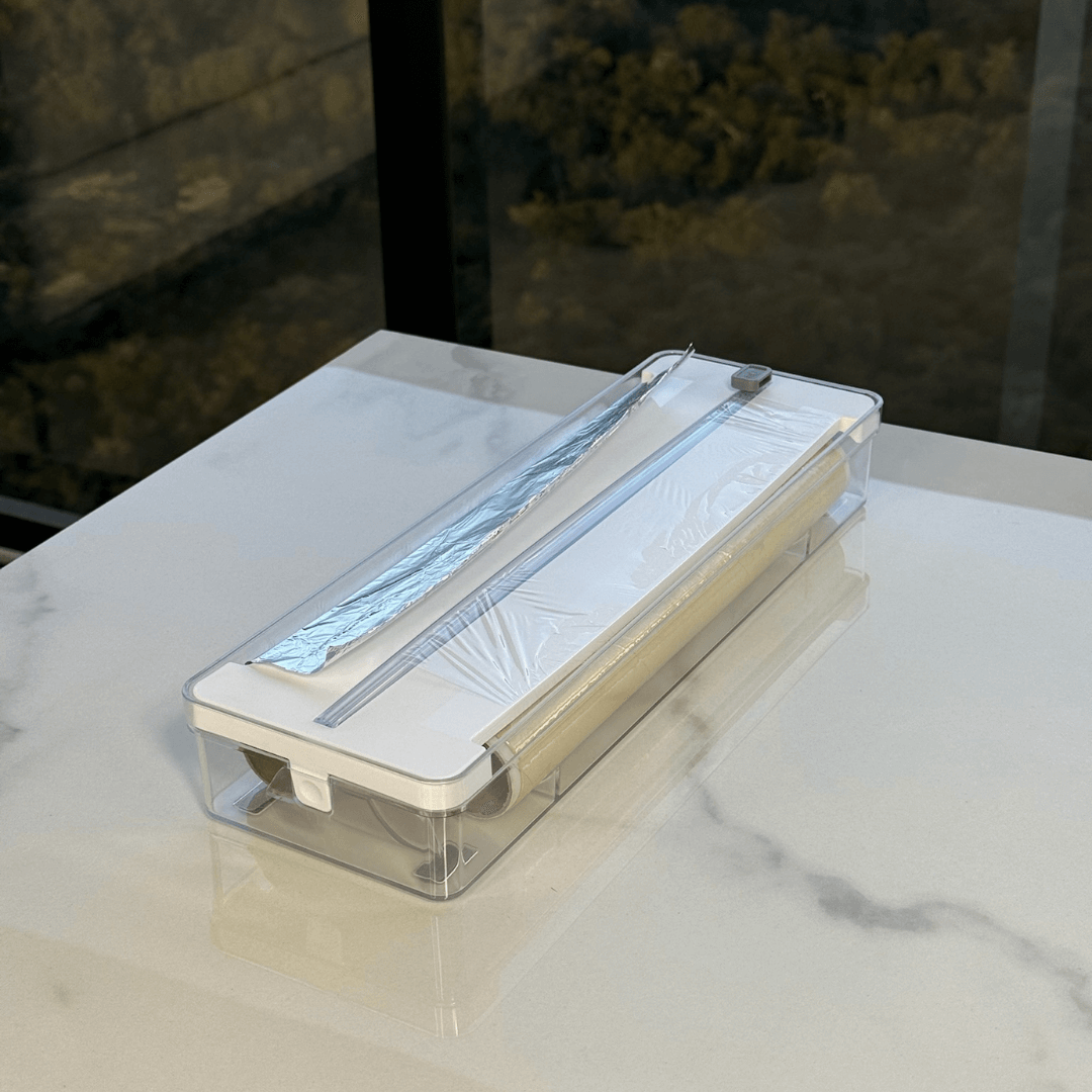 Organizador e Cortador de Rolos Duplo Clear Branco