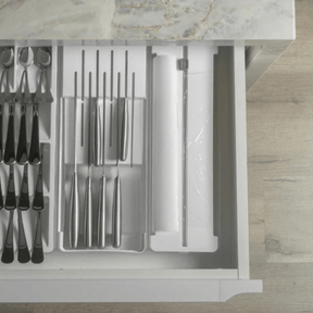 Organizador e Cortador de Rolos Duplo Clear Branco