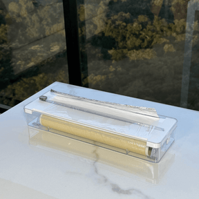 Organizador e Cortador de Rolos Duplo Clear Branco