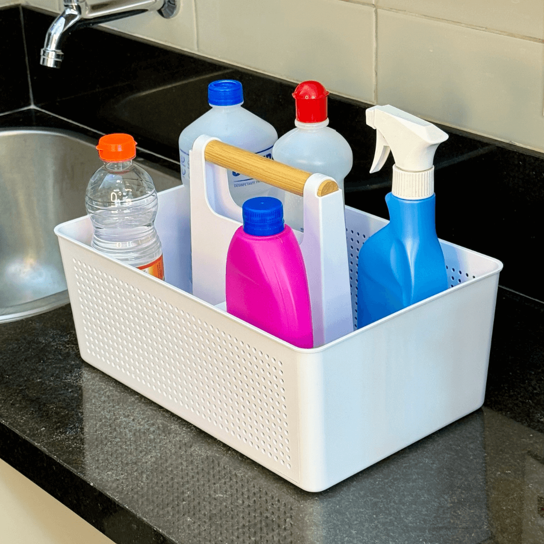 Organizador Multiuso com Alça Flow Branco 8 Litros