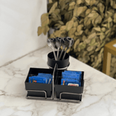 Organizador para Saches de Açúcar/Adoçante e Mexedor Preto
