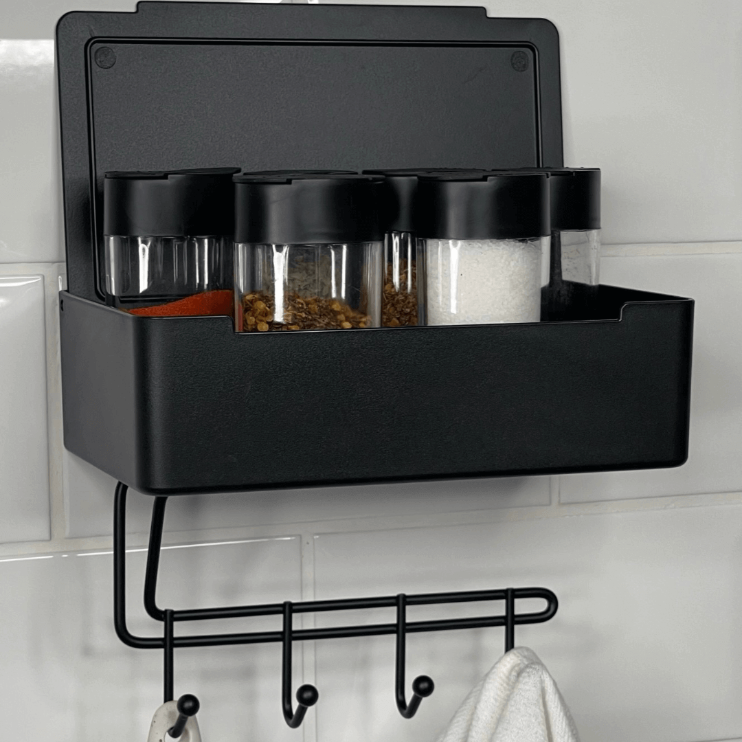 Organizador Porta Chaves Multiuso Fixação 3M Preto