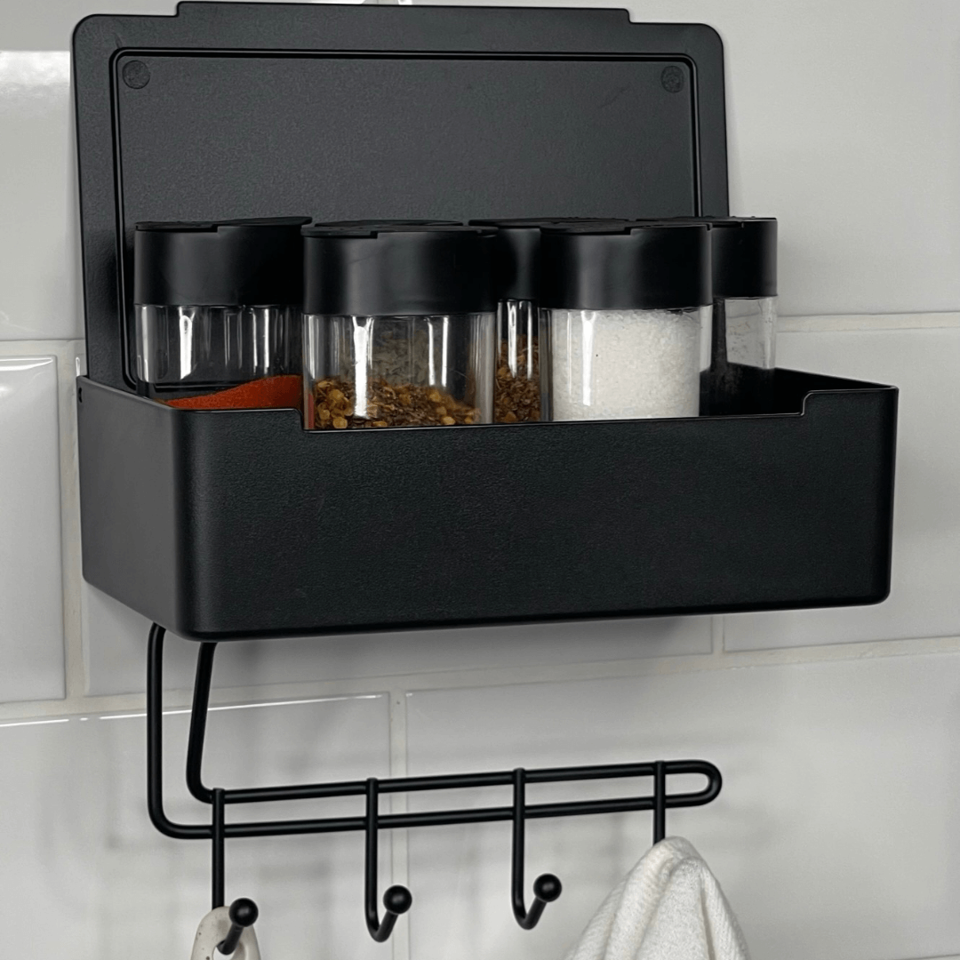 Organizador Porta Chaves Multiuso Fixação 3M Preto