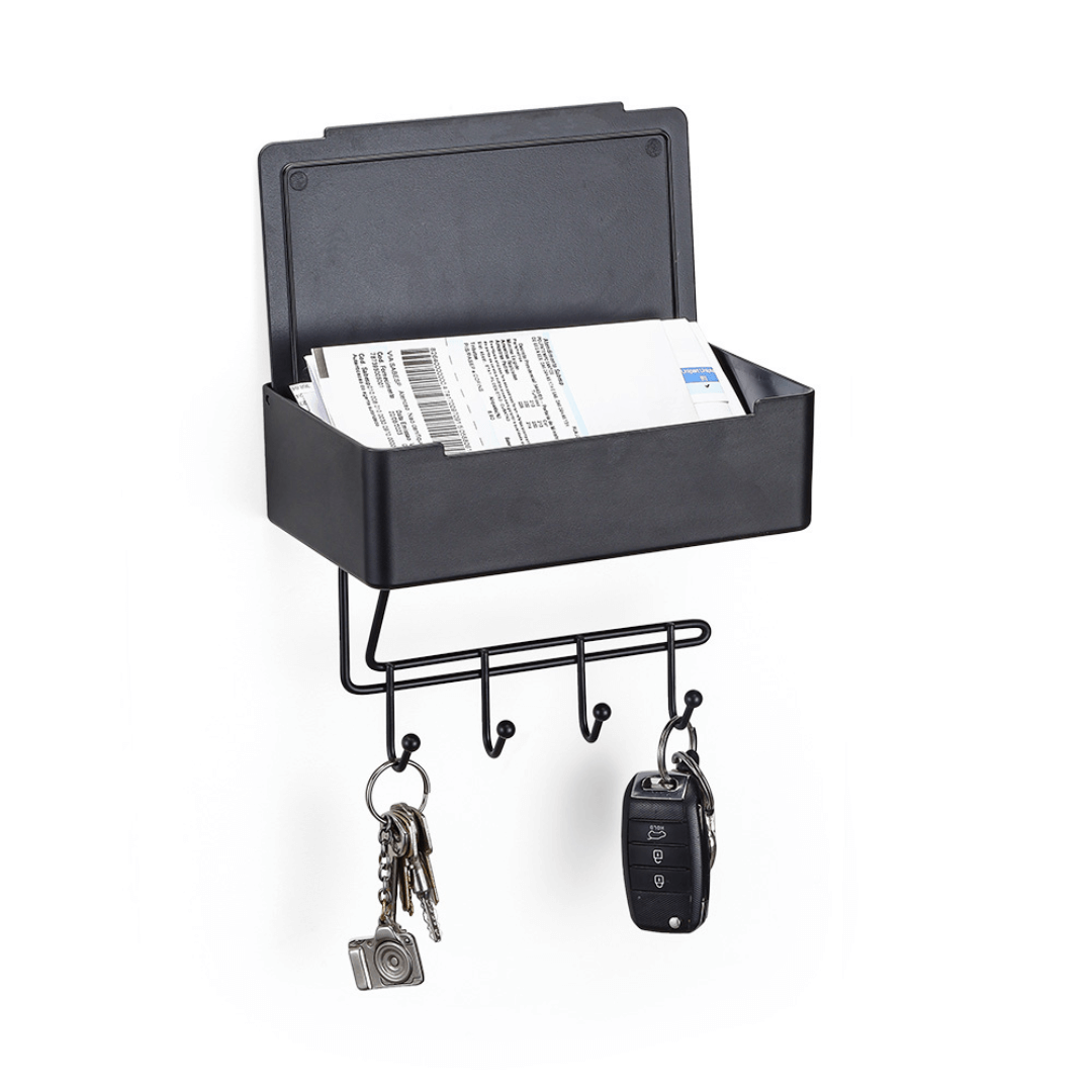 Organizador Porta Chaves Multiuso Fixação 3M Preto