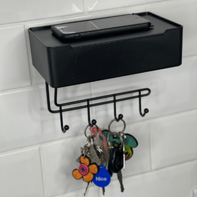 Organizador Porta Chaves Multiuso Fixação 3M Preto