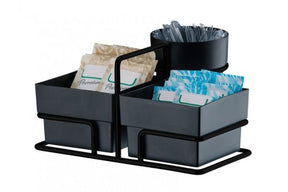 Organizador Porta Sachês de Açúcar Adoçante e Mexedor Preto Fosco