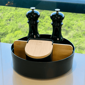 Saleiro Lume Preto com Tampa de Bambu Preto 500g