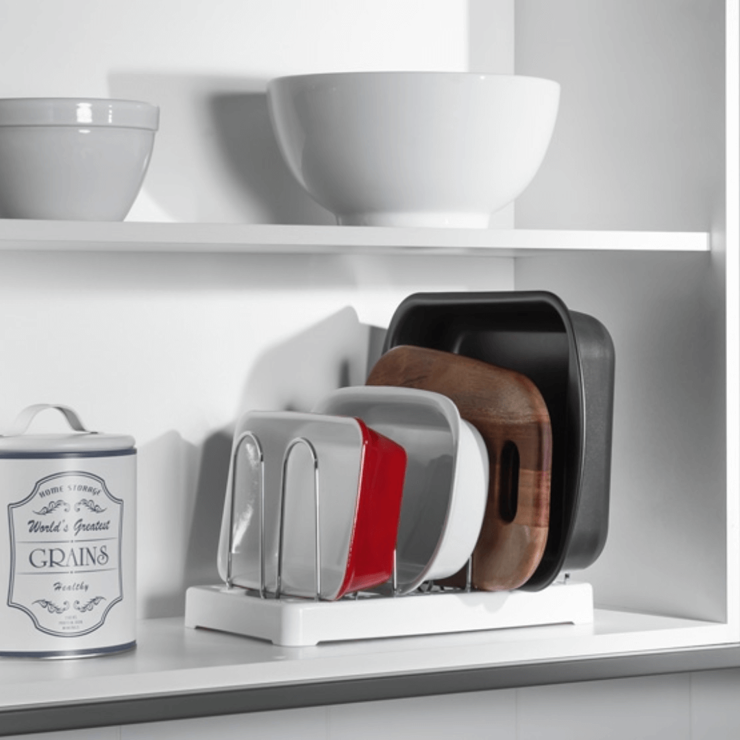 Organizador de Formas, Travessas e Frigideiras Branco