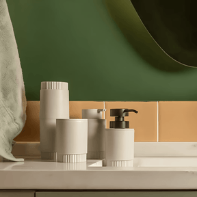 Porta Algodão e Cotonete Dorica Bege 10,7cm