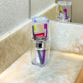 Porta Escova e Creme Dental Plástico Transparente 22cm