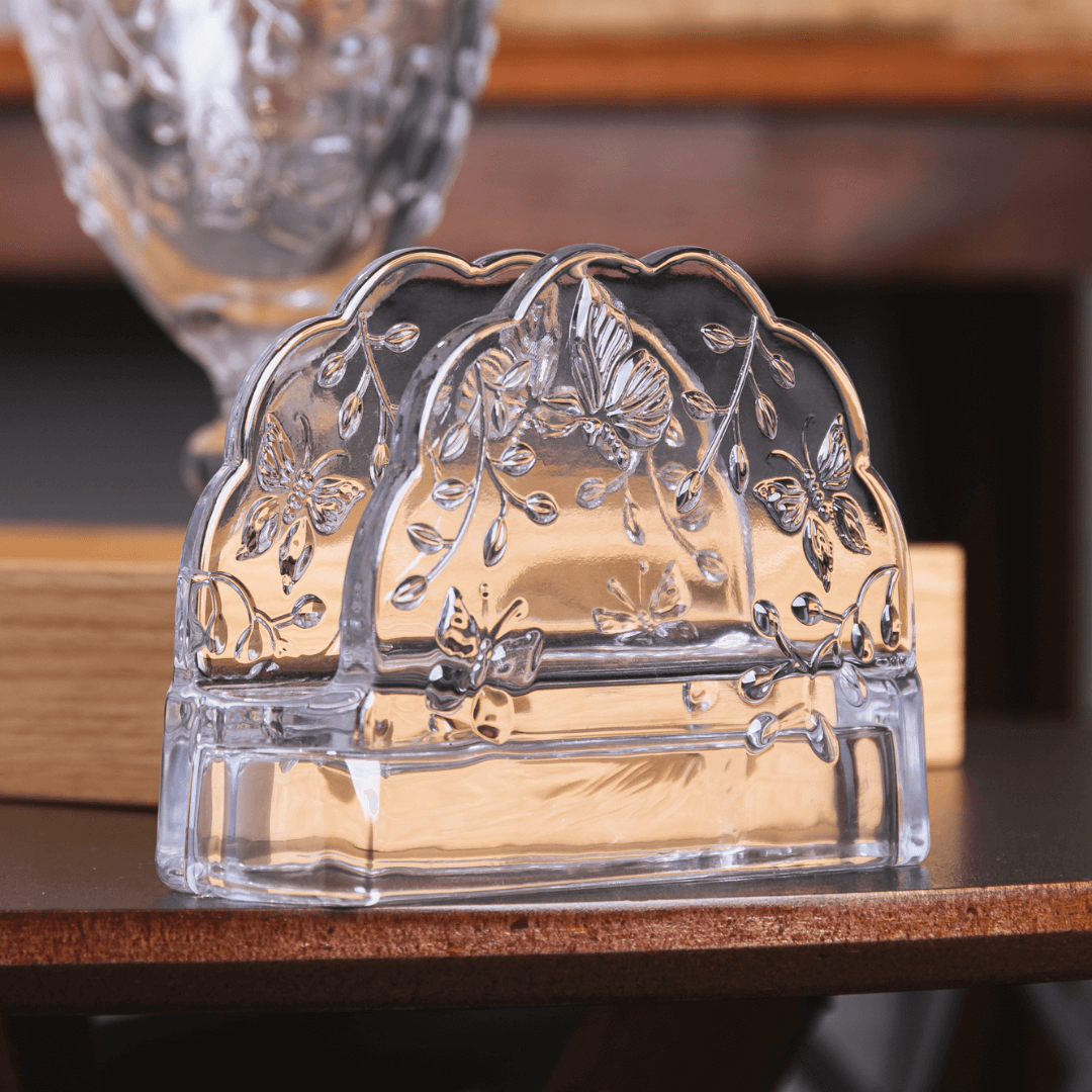 Porta Guardanapos em Cristal Ecológico New Butterfly 10,5cm