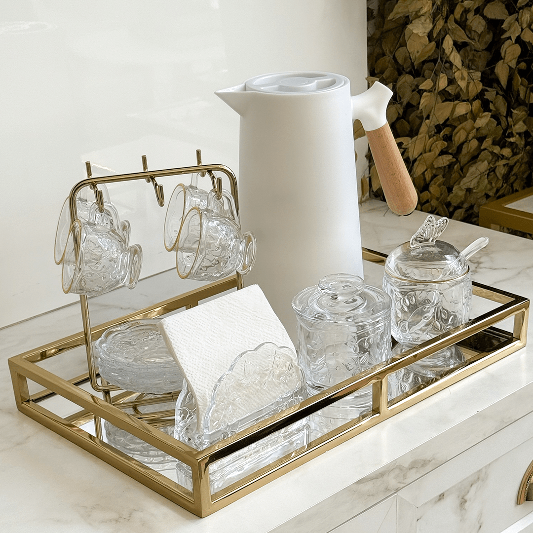 Açucareiro com Colher de Cristal New Butterfly com Fio de Ouro 250ml