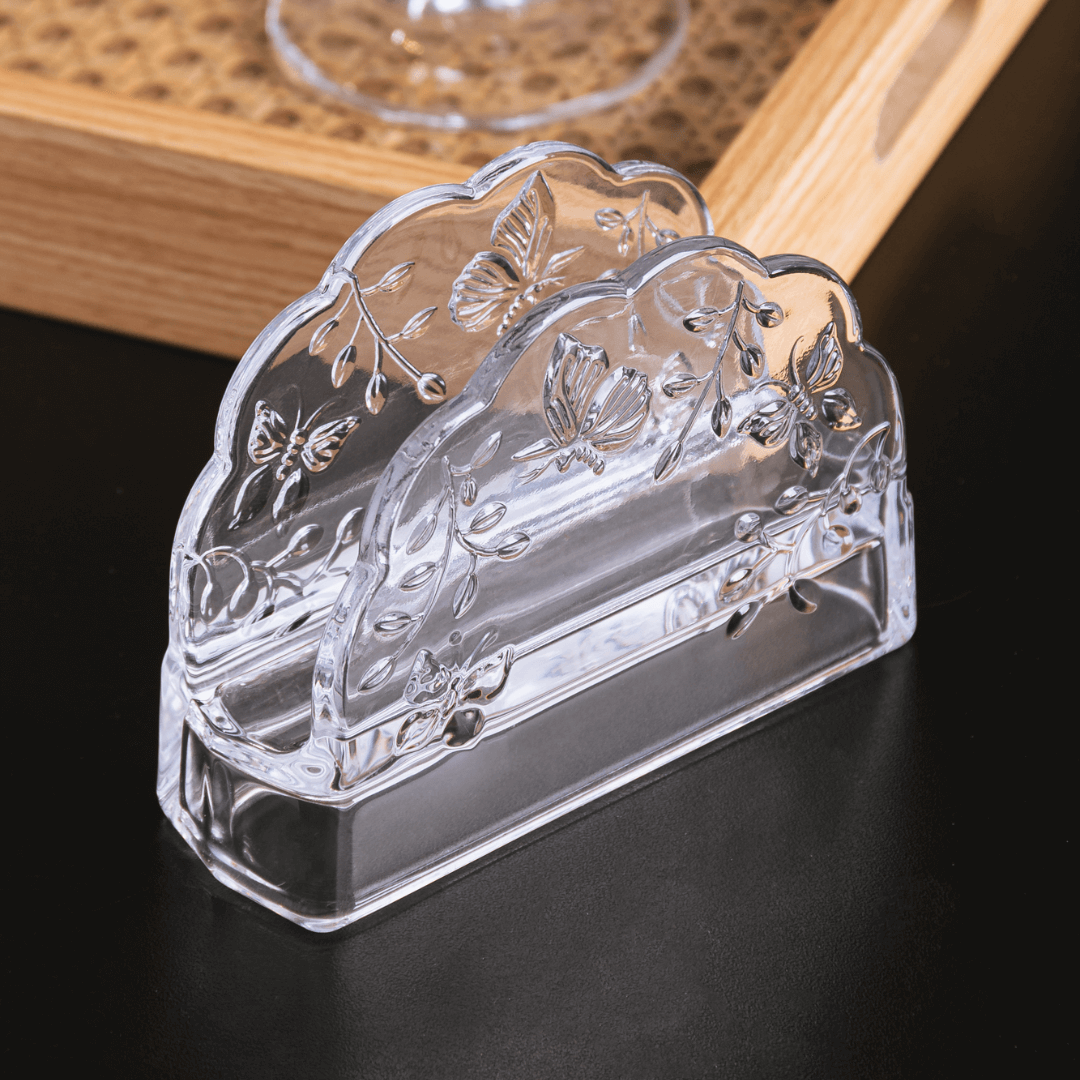 Porta Guardanapos em Cristal Ecológico New Butterfly 10,5cm