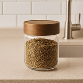 Porta Mantimento em Vidro Borossilicato com Tampa de Bambu 150ml