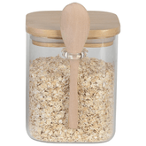 Porta Mantimento Vidro Borossilicato com Tampa e Colher de Bambu 800ml