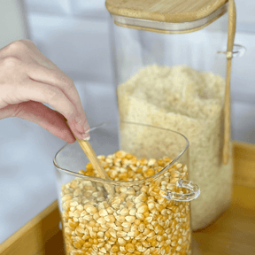 Porta Mantimento Vidro Borossilicato com Tampa e Colher de Bambu 800ml