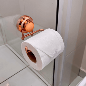 Porta Papel Higiênico em Aço Com Ventosa Rose Gold Luxo