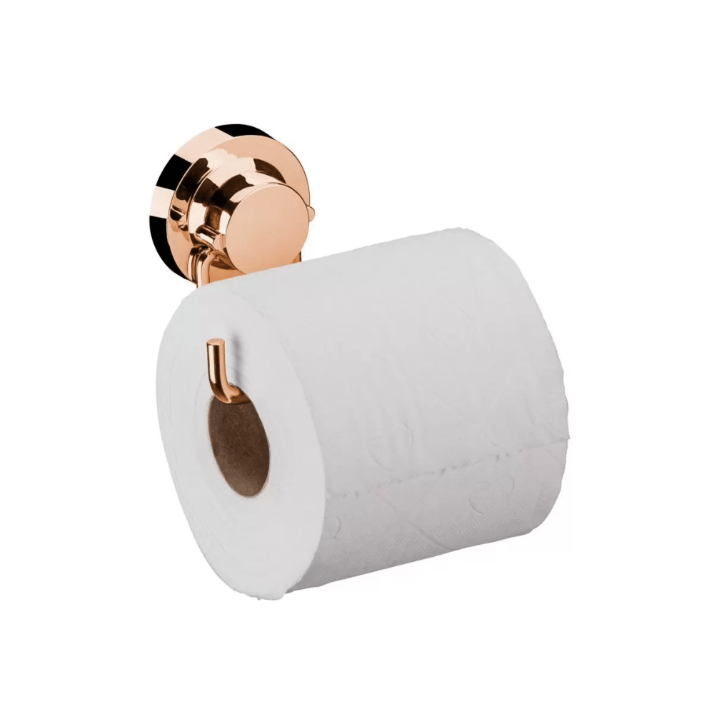Porta Papel Higiênico em Aço Com Ventosa Rose Gold Luxo