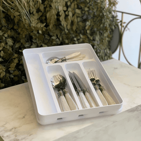 Porta Talheres e Utensílios Organizador de Gaveta em Polipropileno com Tampa Branco Logic