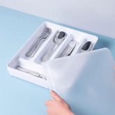 Porta Talheres e Utensílios Organizador de Gaveta em Polipropileno com Tampa Branco Logic