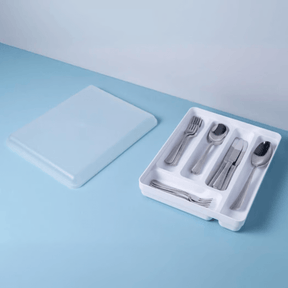 Porta Talheres e Utensílios Organizador de Gaveta em Polipropileno com Tampa Branco Logic