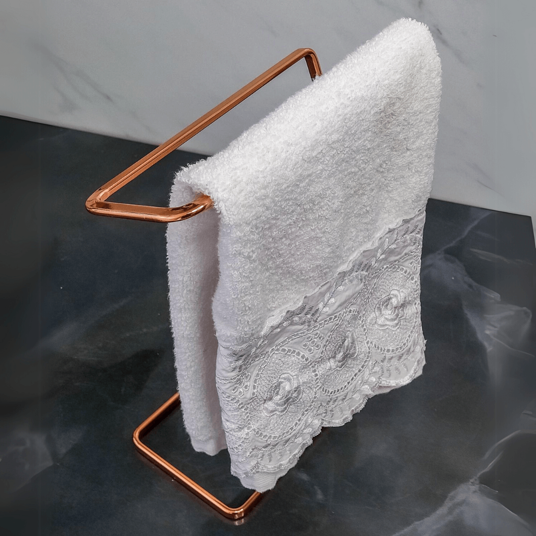 Porta Toalha de Bancada Rose Gold