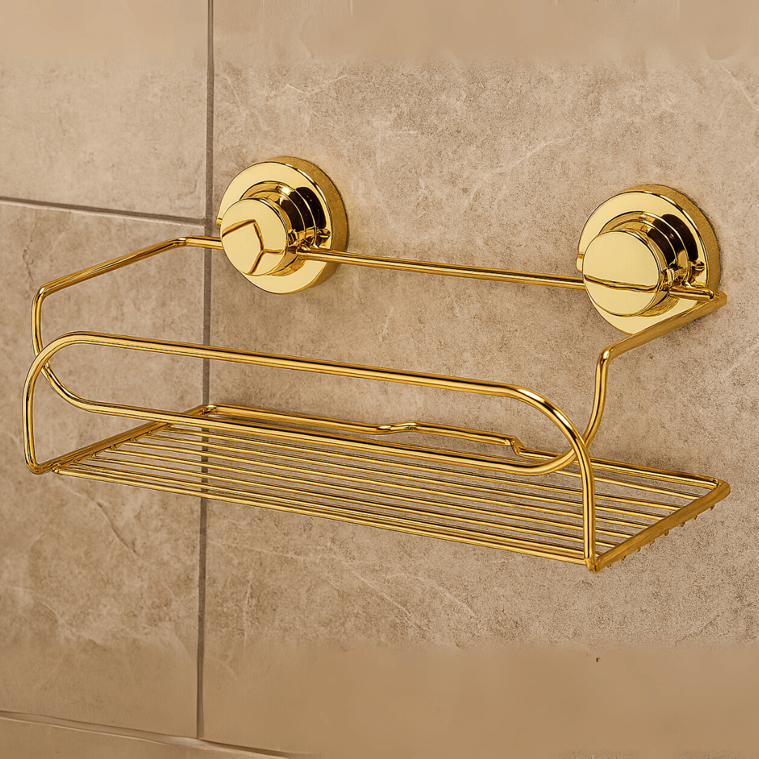 Suporte Cesto Multiuso Fixação por Ventosa Dourado