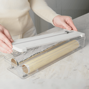 Organizador e Cortador de Rolos Duplo Clear Branco