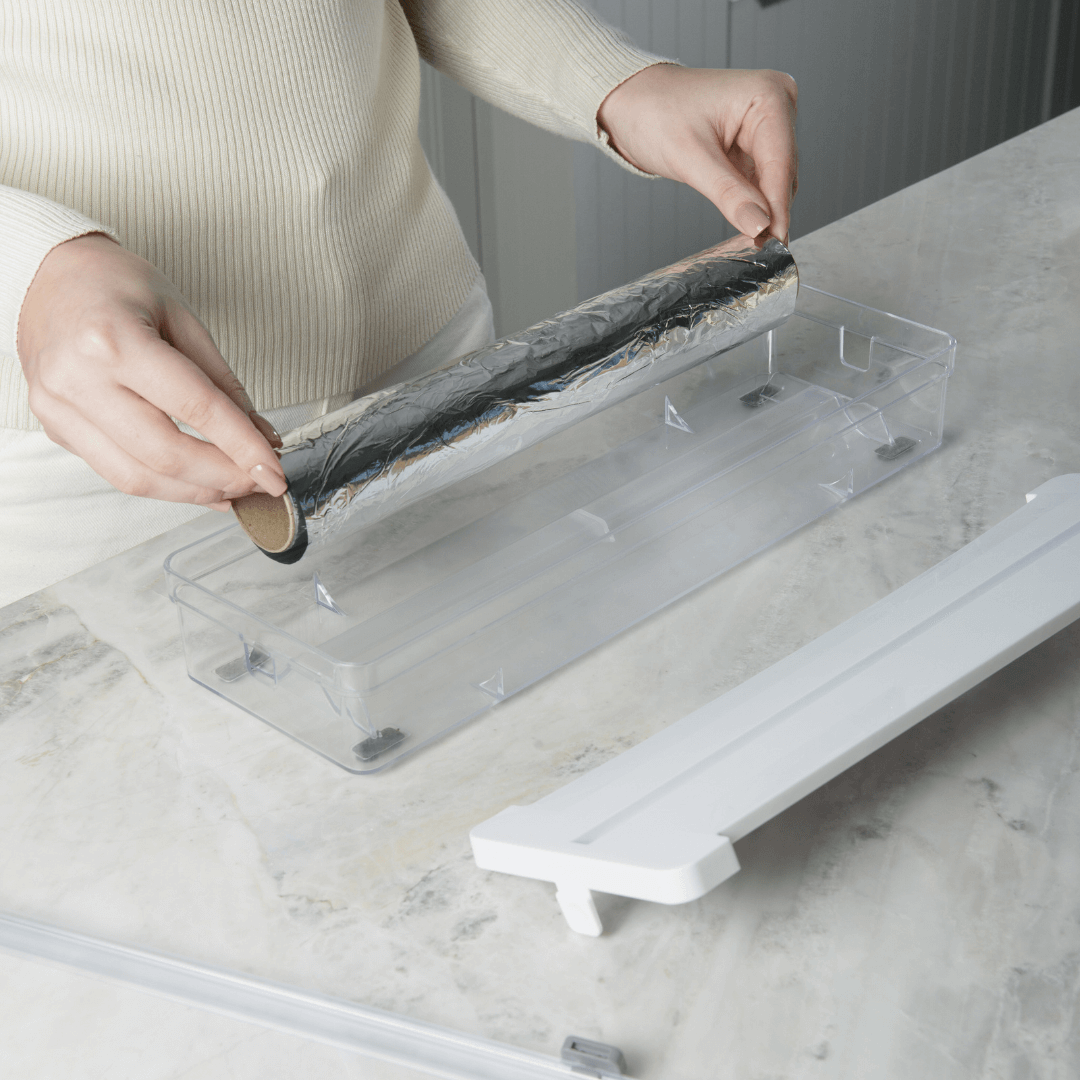 Organizador e Cortador de Rolos Duplo Clear Branco