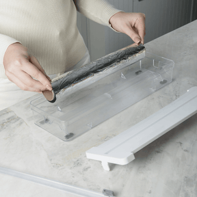 Organizador e Cortador de Rolos Duplo Clear Branco