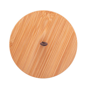 Pote Decorativo de Cerâmica com Tampa De Bambu Com Pegador De Corda Lines Branco 15cm