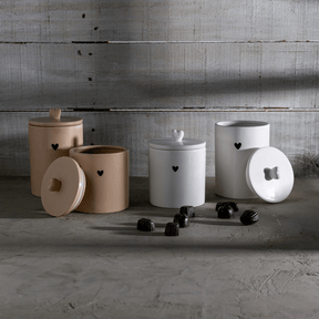 Pote Decorativo de Cerâmica Heart Bege 15cm