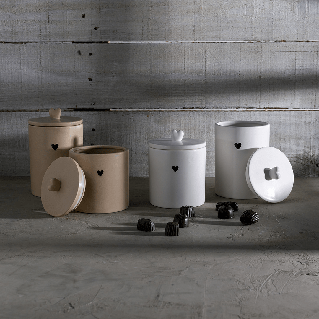 Pote Decorativo de Cerâmica Heart Coração Branco 12cm