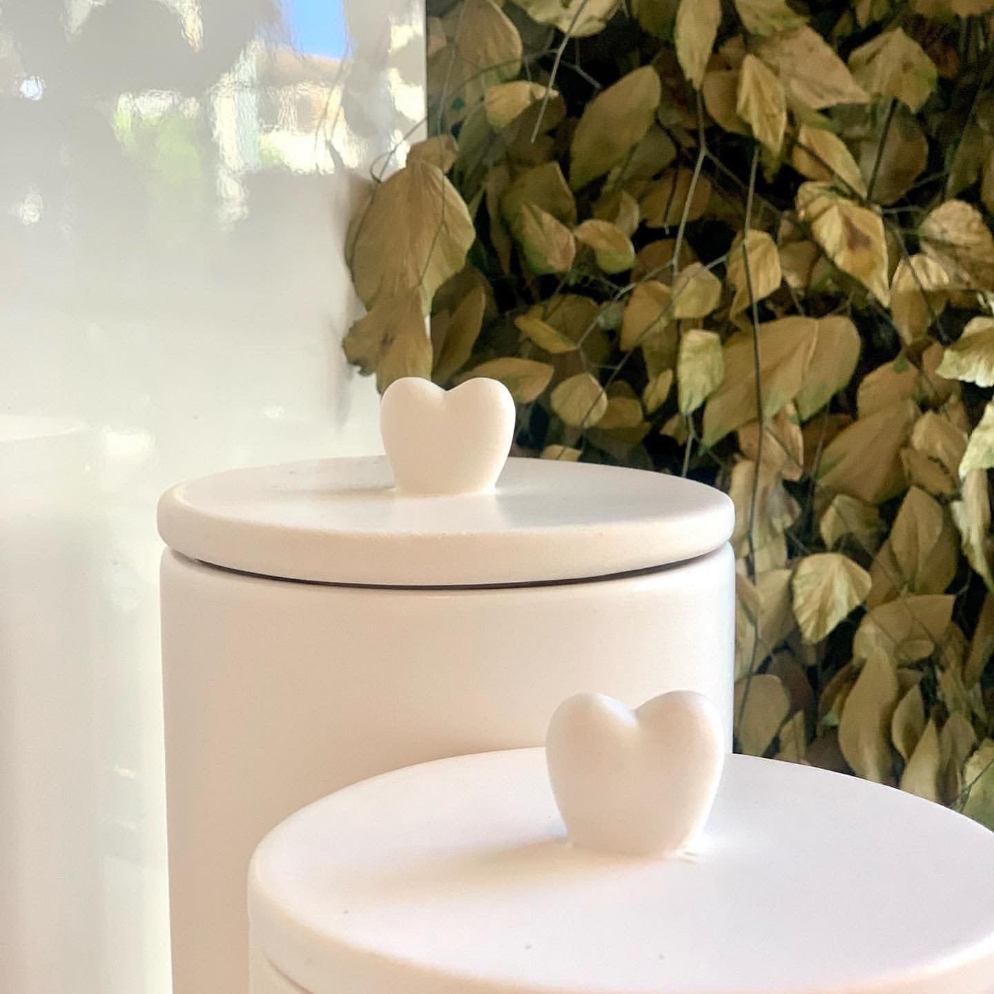 Pote Decorativo de Cerâmica Heart Coração Branco 12cm