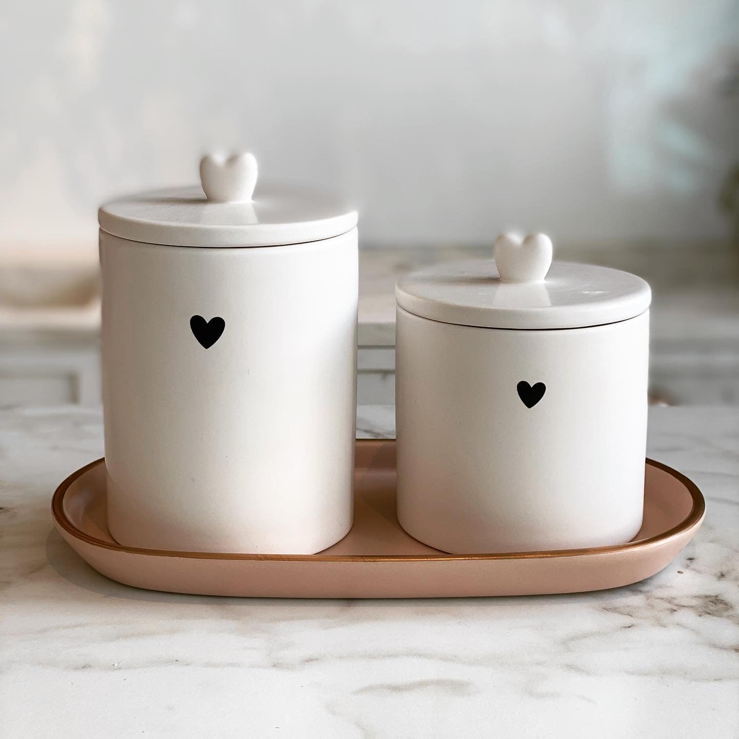 Pote Decorativo de Cerâmica Heart Coração Branco 12cm