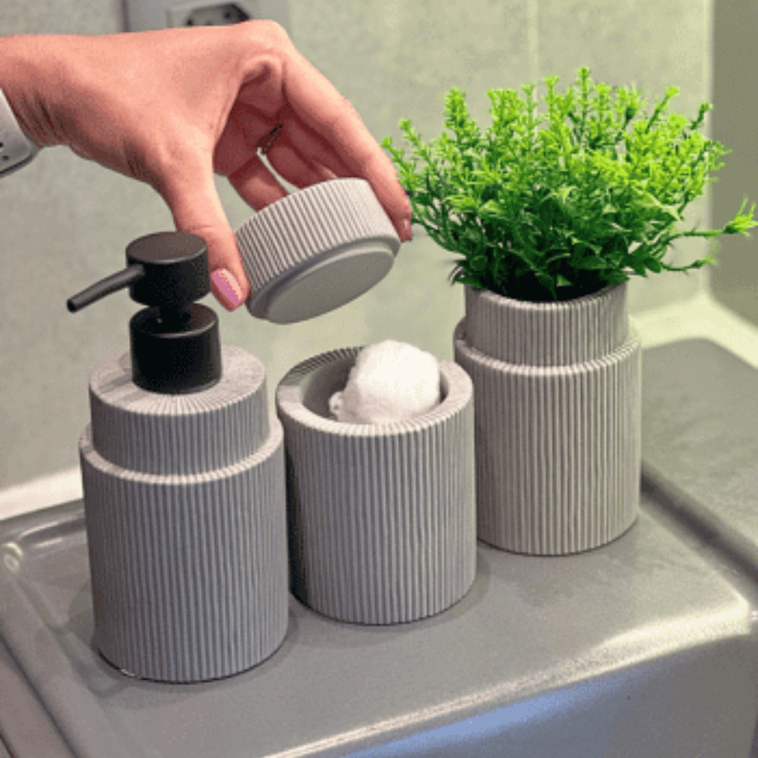 Pote Decorativo em Cimento Cinza 11,5cm