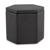 Pote Decorativo em Cimento Hexagono Preto 12cm