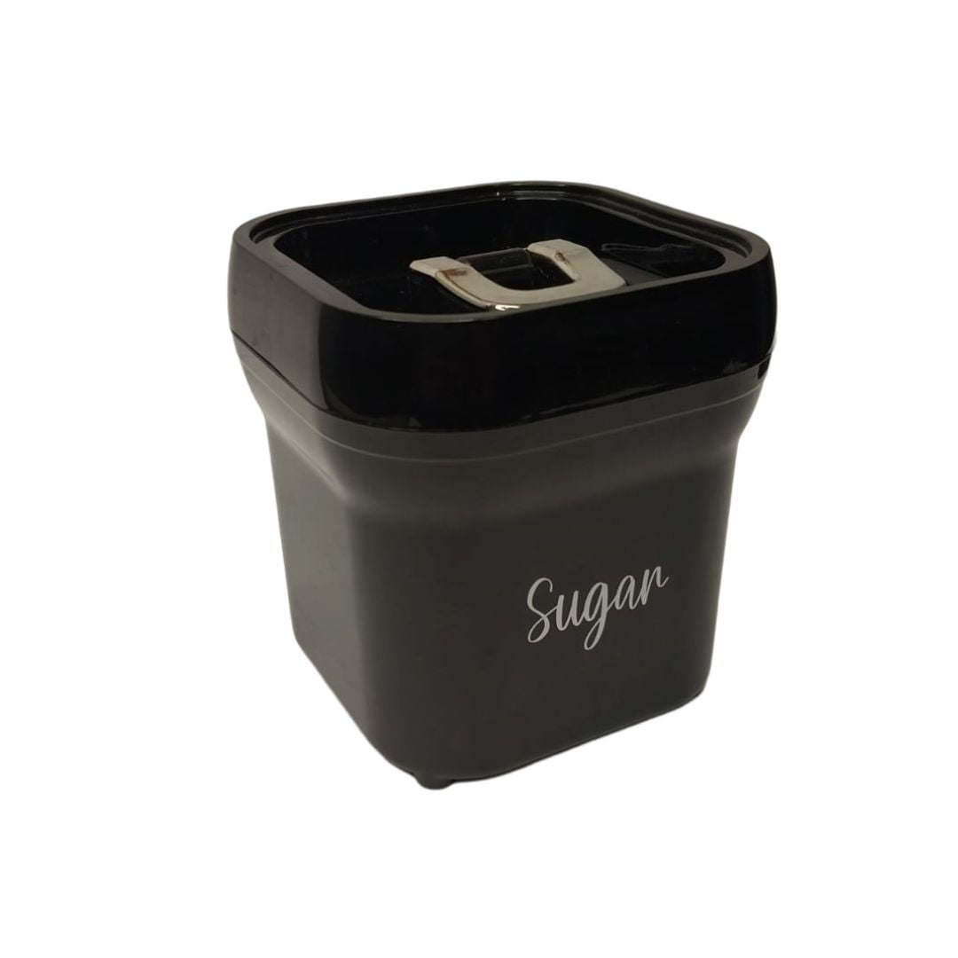 Pote para Açucar de Plástico com Tampa Preta 11,5cm
