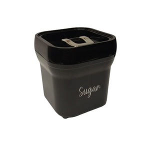 Pote para Açucar de Plástico com Tampa Preta 11,5cm