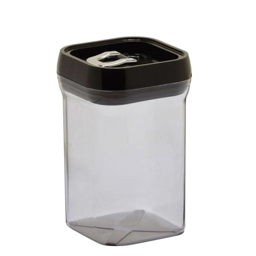 Pote para Mantimentos de Plástico com Tampa Preta 17cm