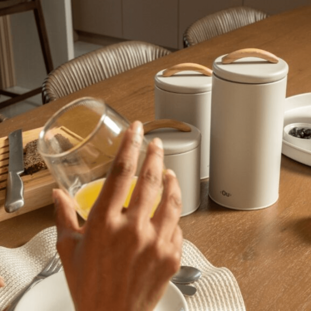 Pote para Mantimentos Hermético Sense 0,8 Litros Bege