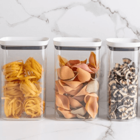 Pote Porta Mantimento Organizador Retangular com Tampa Hermética Natural com Branco Block  2,3 Litros