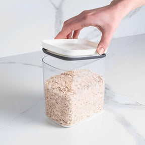 Pote Porta Mantimento Organizador Retangular com Tampa Hermética Natural com Branco Block  2,3 Litros