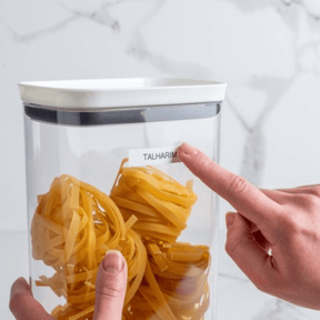 Pote Porta Mantimento Organizador Retangular com Tampa Hermética Natural com Branco Block  2,3 Litros