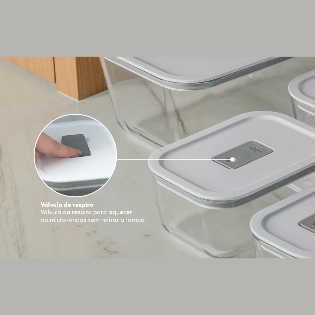 Pote de Vidro Hermético Tampa Branca Fresh Lock 2,4L