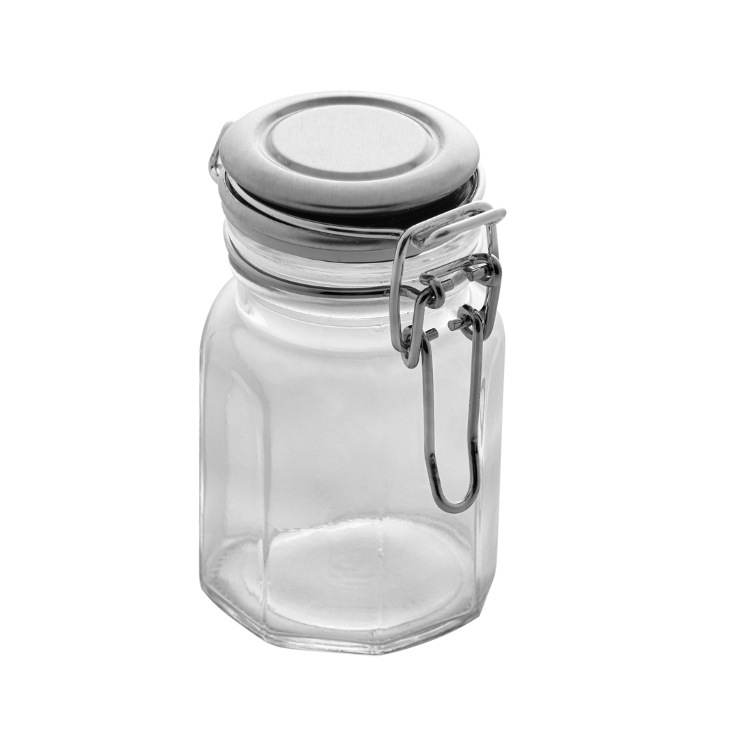 Porta Tempero Hermético de Vidro com Tampa em Metal Cromado 8cm