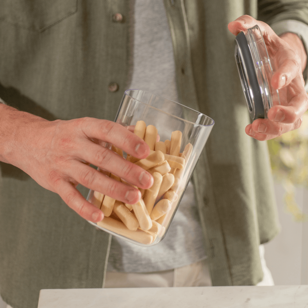 Pote Porta Mantimento Organizador Quadrado com Tampa Hermética Natural 1 Litro